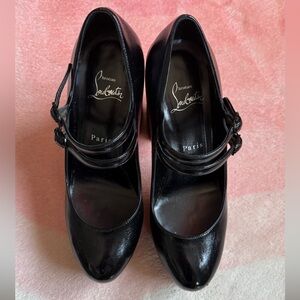 Christian Louboutin Black Patent chunk platform Heels